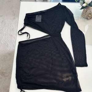 NWT Michael Costello Black Mesh Dress Swim Coverup